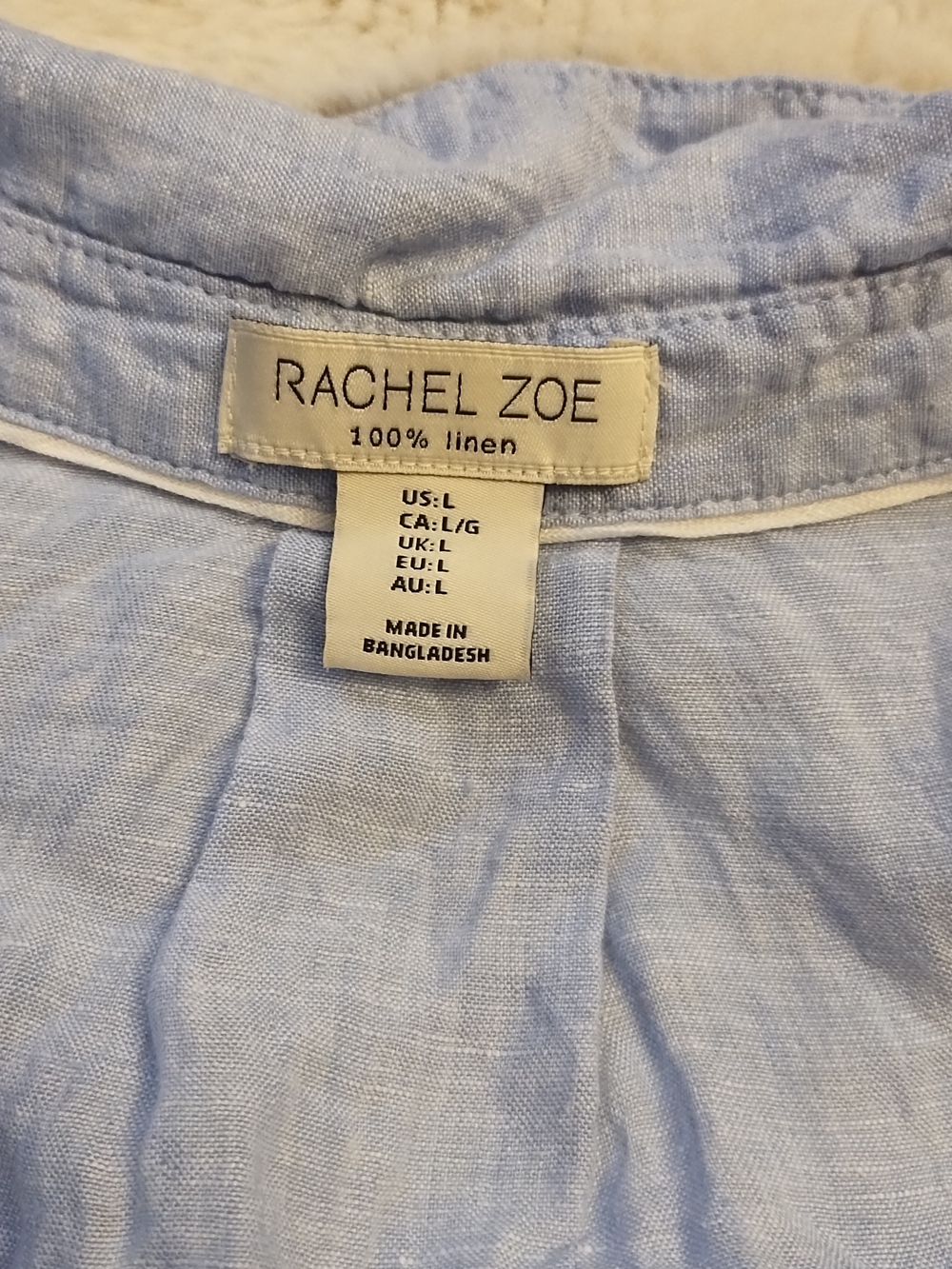 Rachel Zoe Light Blue Linen Blend Short Sleeve Top - Picture 4 of 9